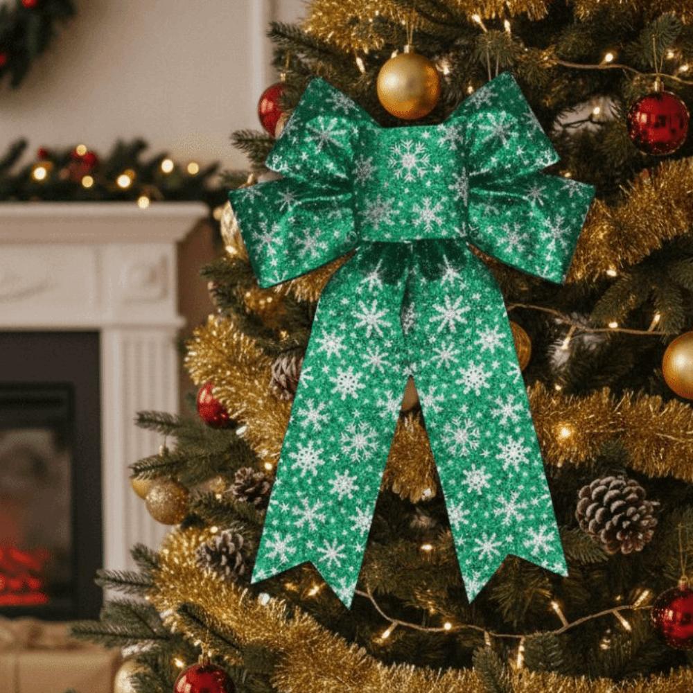 Sparkling Xmas Tree Bowknot Ornament Creative Christmas Hanging Decoration  Xmas Party Supplies