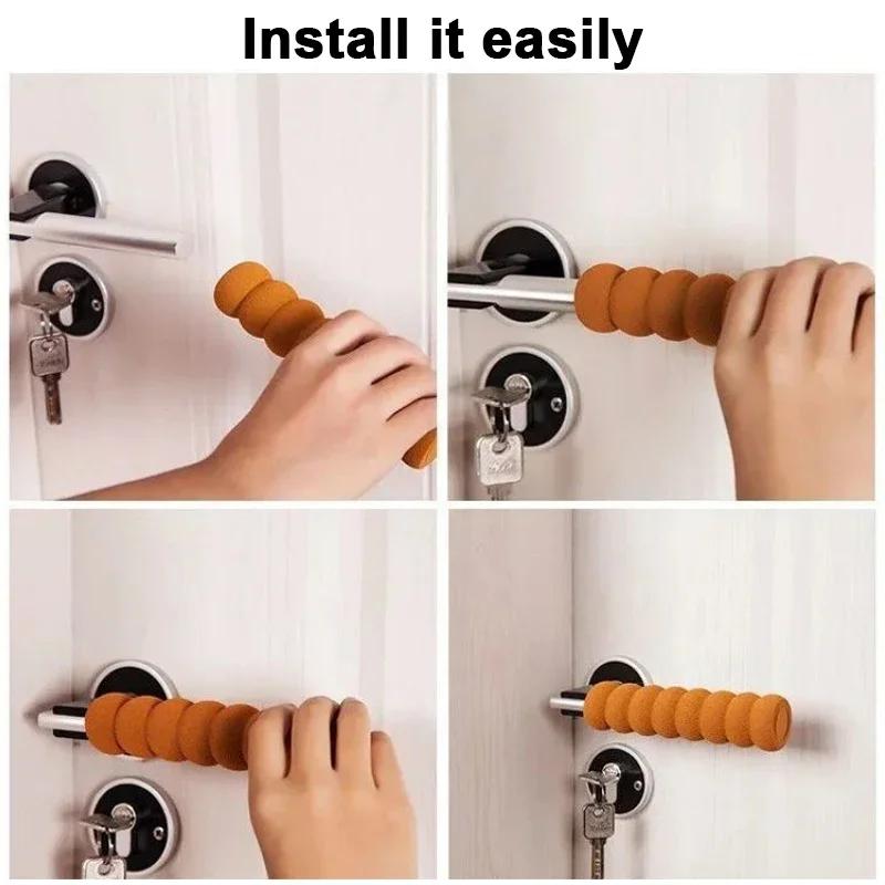 Soft Spiral Foam Elastic Door Handle Cover Doorknob Guard Protector Anti-collision Door Stopper Safety Practical Home Decor