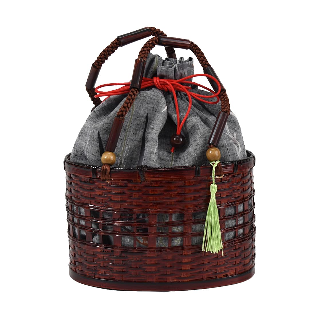 

Basket Bag Made in Japan Shikusen Yukata Fabric Basket Drawstring Round Basket Basket Drawstring Handmade Western Clothing Japanese Clothing Summer