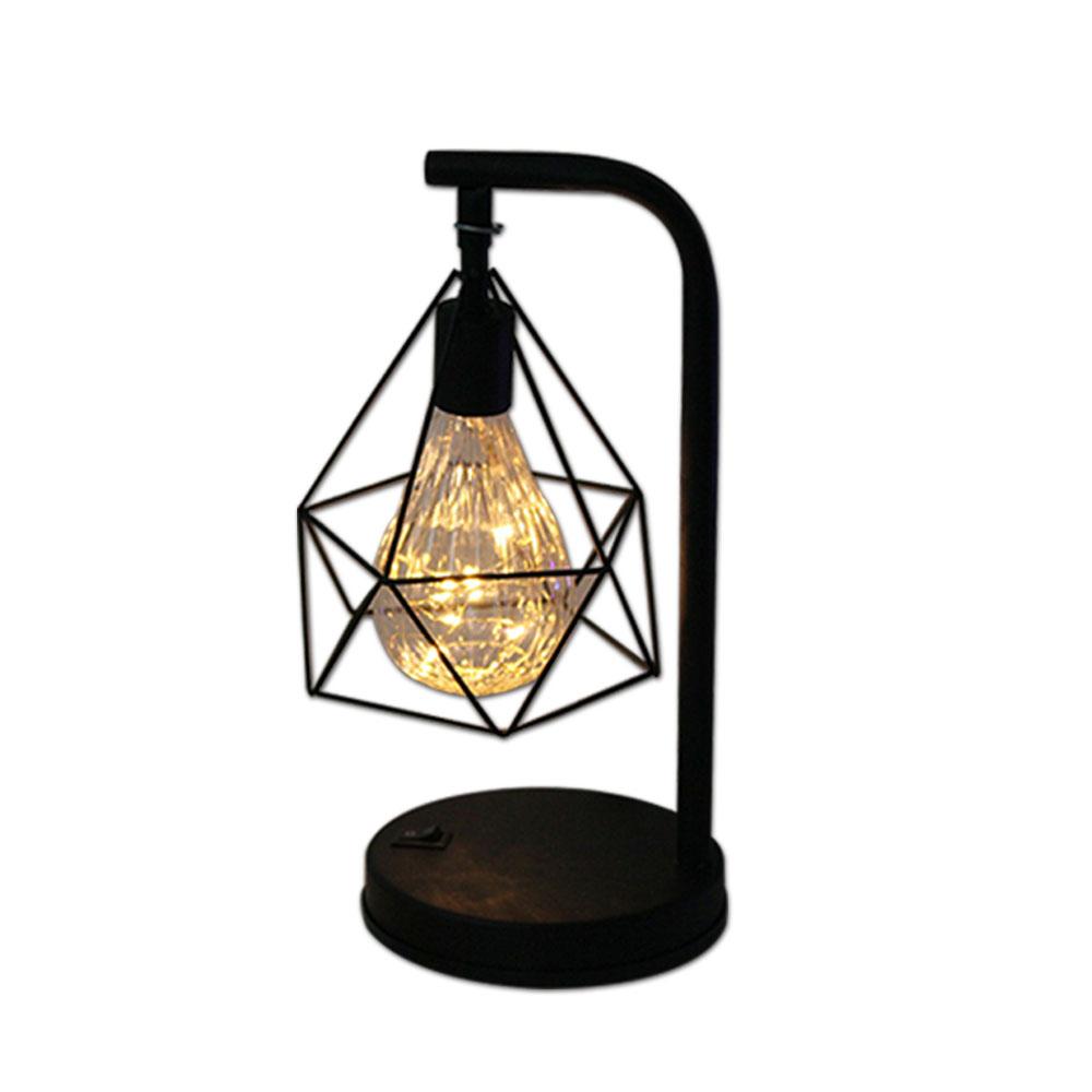 Retro Black LED Light Bulb Battery Operated Bedside Table Lamp LED Night Lights Desktop Ornament for Living Room Coffee Bar Deco