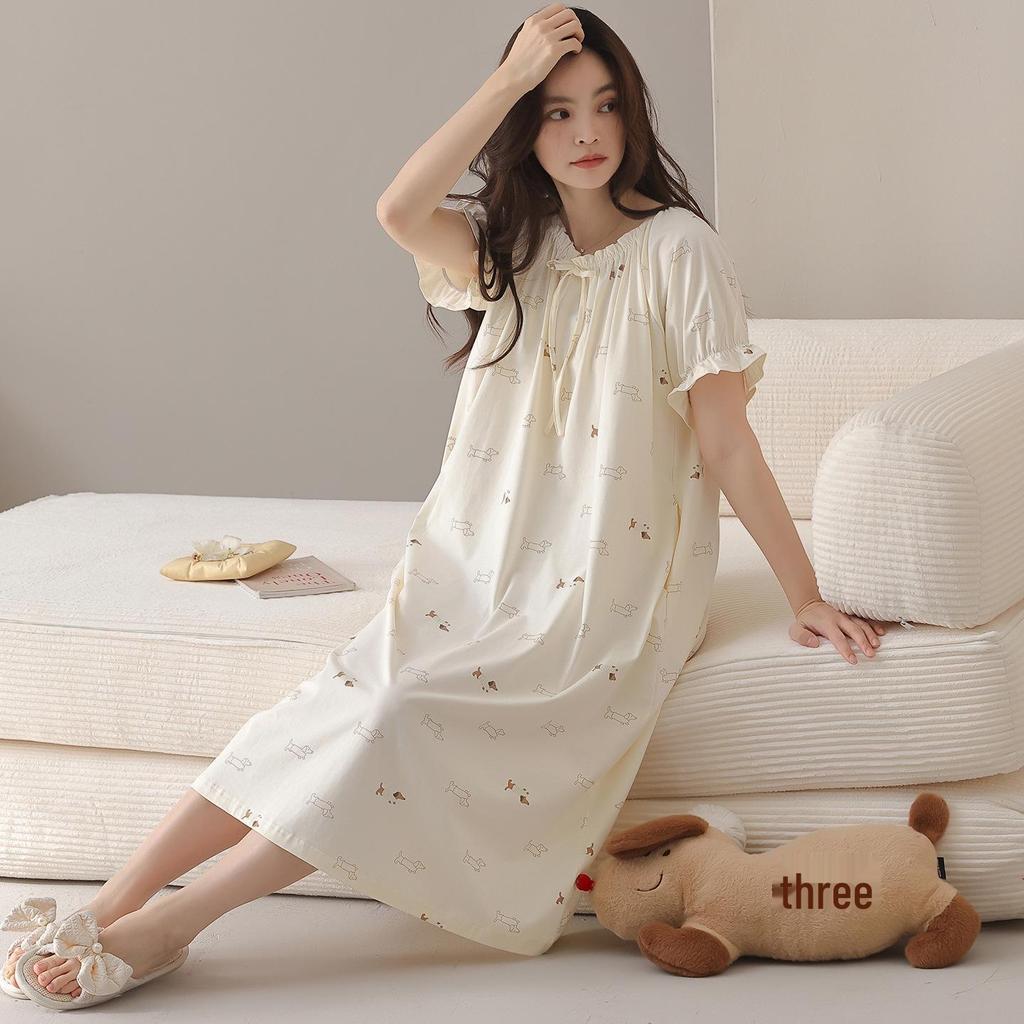 Cute Cotton Summer Nightgown: Women's Short-Sleeve Pajamas