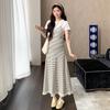2026 Summer Casual Maternity Two-Piece Set: Short-Sleeved T-Shirt + Striped Slimming Overalls Skirt