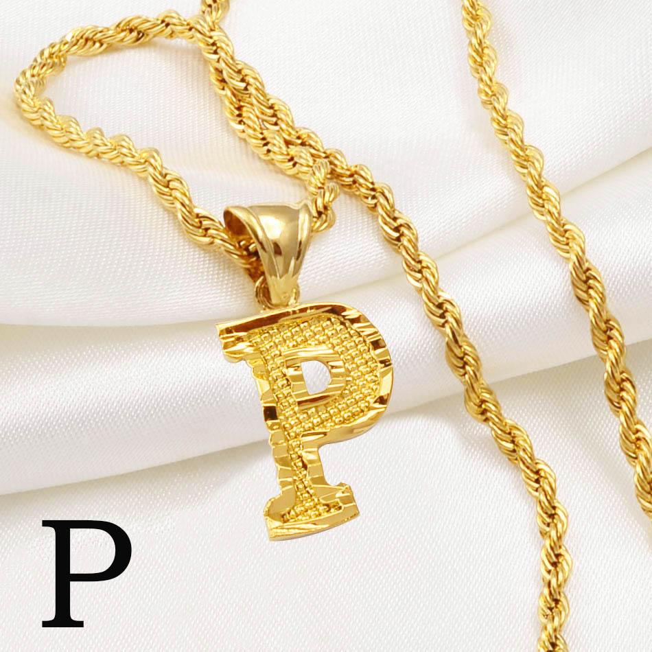 Anniyo AZ Letters Kettingen Dames Heren Verguld Initial Hanger Touwketting Engelse Letter Sieraden Alfabet Afrikaans #058002B