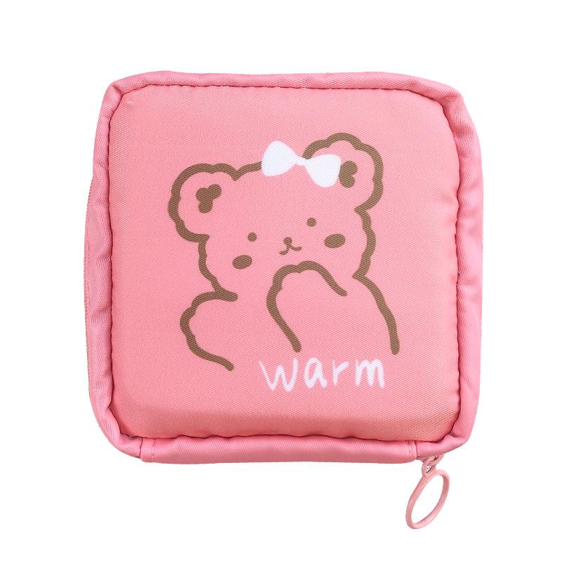 Cute Girly Heart Large-Capacity Sanitary Pad & Tampon Storage Bag, Travel Portable Mini Cosmetic Bag