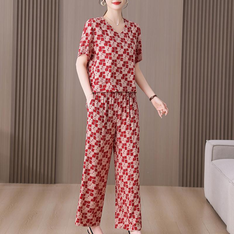 Sommer Damen Zweiteiler Set Übergröße Elegant Hosen Sets Lässige Damenbekleidung