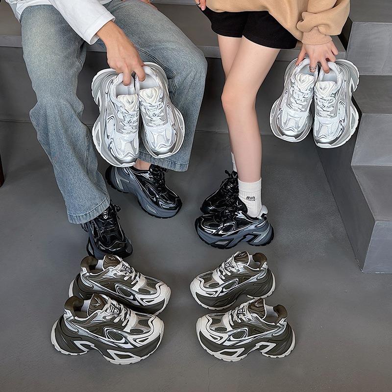 Daddy shoes men's autumn new models heightened thick-soled breathable mesh fashion trend couple mecha casual shoes women