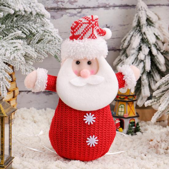 Christmas Doll Knitted Candy Bag Reusable Drawstring Gift Bag Santa Claus Snowman Shape Holiday Party Favor Bag
