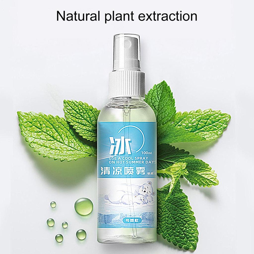 100ml Portable Cooling Spray Fine Mist Body Cooling Spray Summer Outdoor Car Seats Quickly Cooling Spray