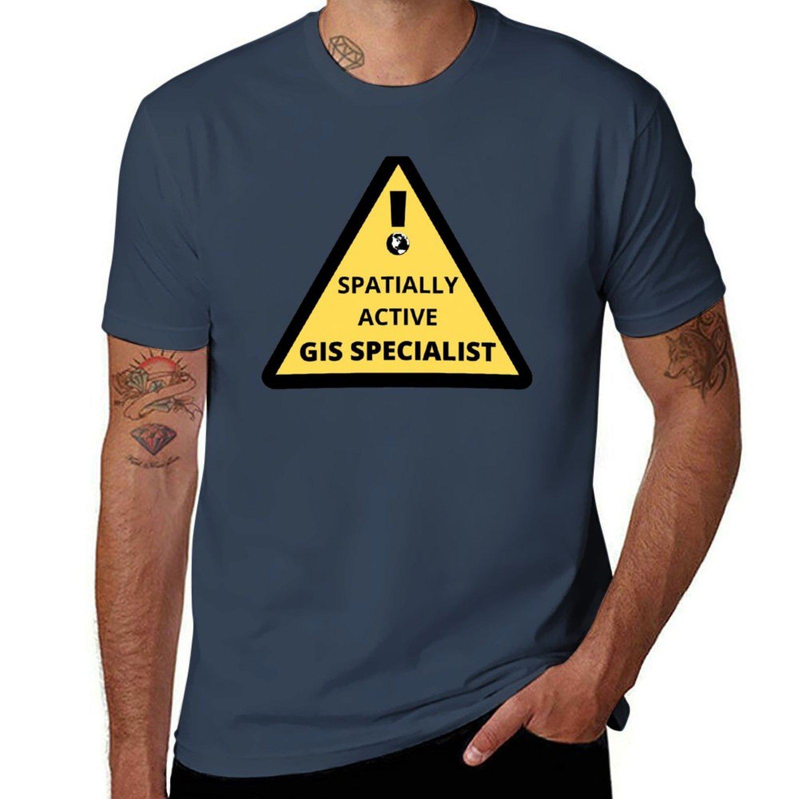 Spatially Active Gis Specialist Tshirt Simple Solid Color Crew Neck Tee S