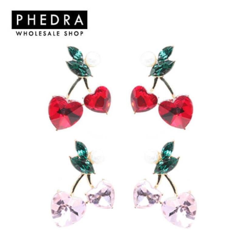 

Women s Lovely Heart Fruit Earrings A25203_RED