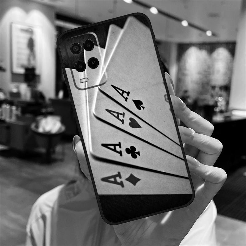 Ace of Spades Poker Card Case For Oppo A94 A74 A54 A18 A38 A58 A78 A98 A40 A60 A80 A16 A76 A96 A15 A17 A77 A57S Cover