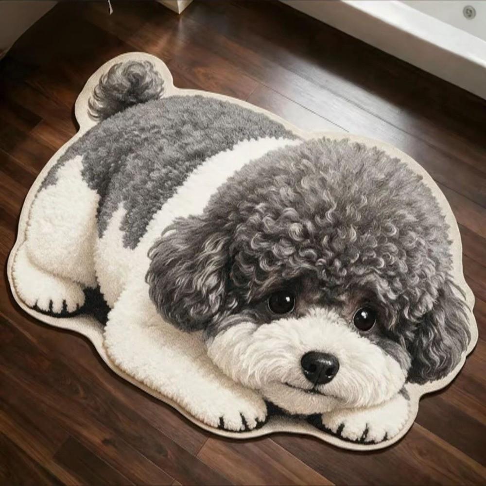 2D Home Decor Carpet Non-Slip Cartoon Carpet Cute Dog-Shaped Area Rug  Living Rooms