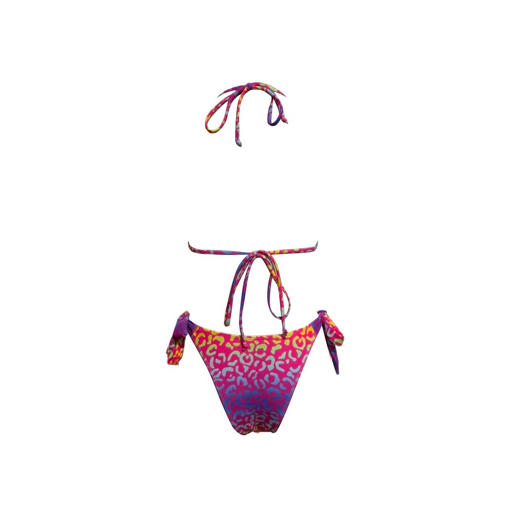 Women's Color-Blocked Leopard Print Fashion Sexy Split Bikini Swimsuit