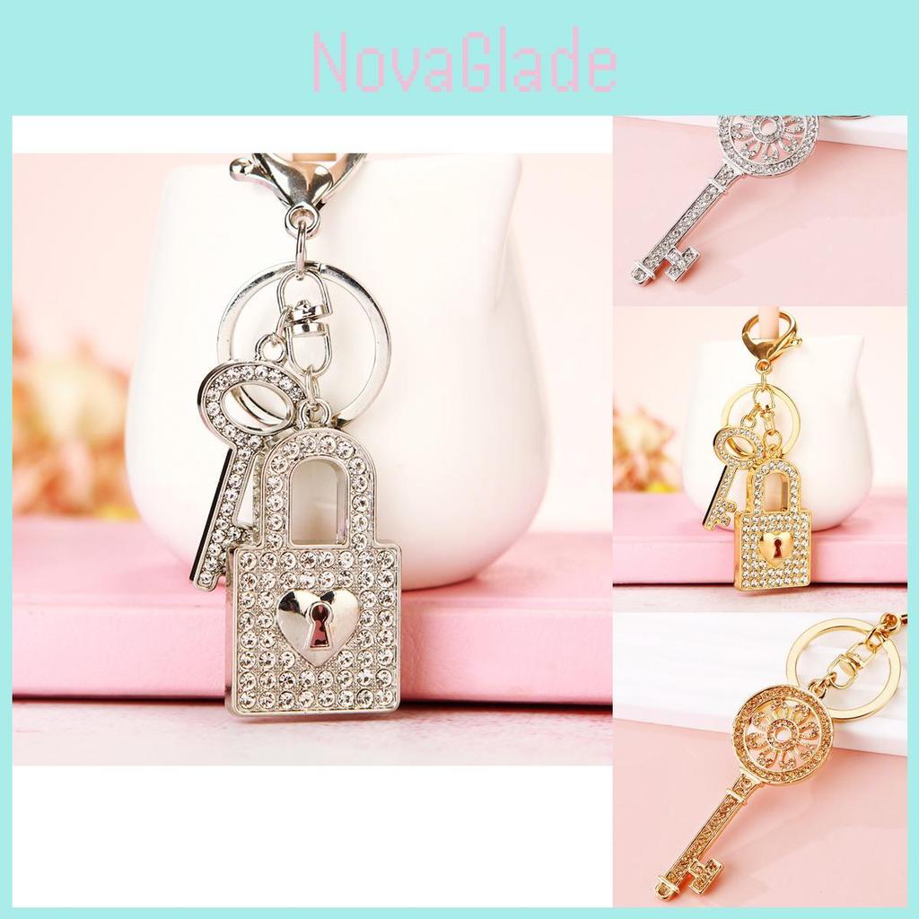 Elegantes Strass-Schlüsselanhänger-Paar Kreativer Schlüsselhalter Schöner Metallanhänger