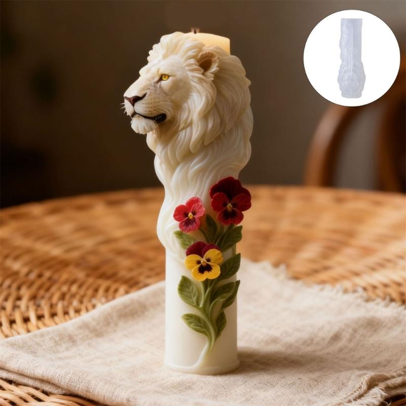 Food Grade Silicone Lions Shaped Candle Making Mold With Artistic Design