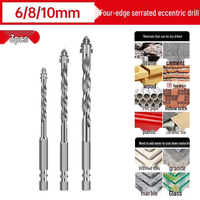 Four-Blade Serrated Drill Bit for Tile, Concrete & Glass