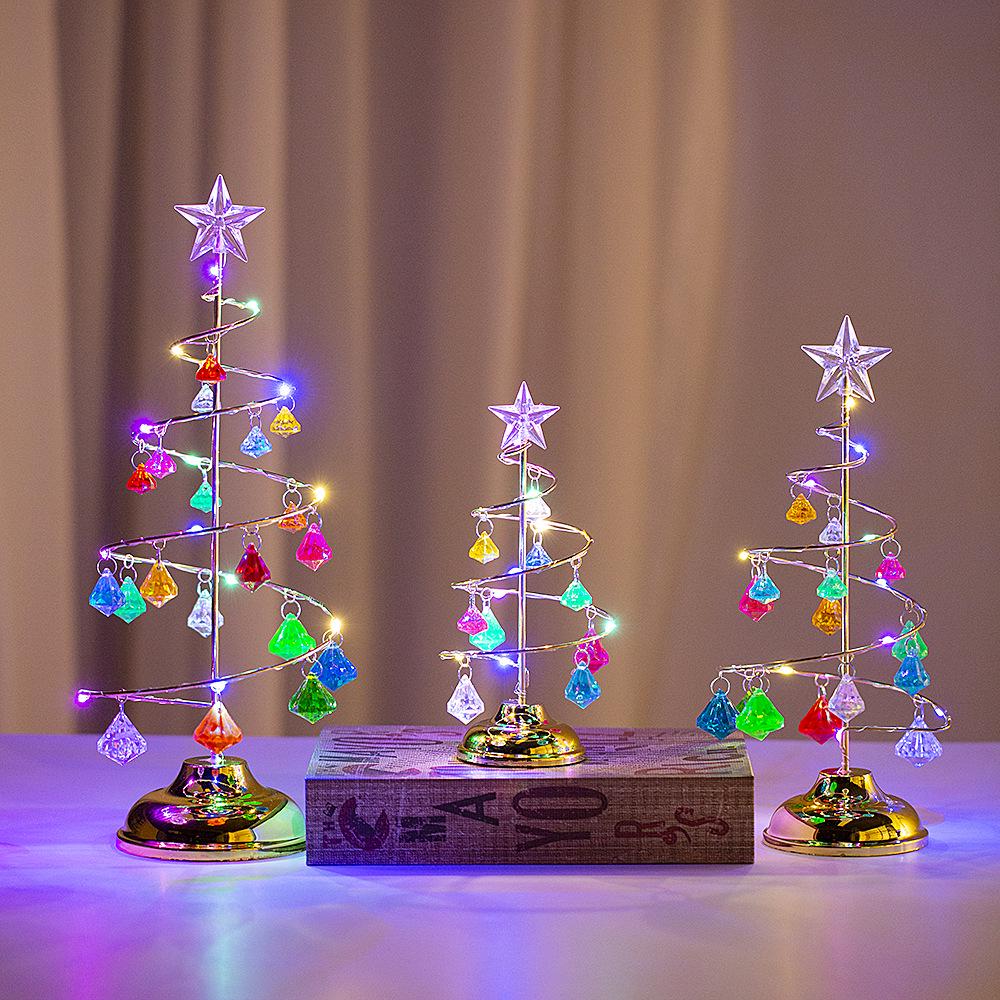 LED Kristall Weihnachtsbaum: Galvanisiertes Eisenkunst Tischornament & Nachtlicht