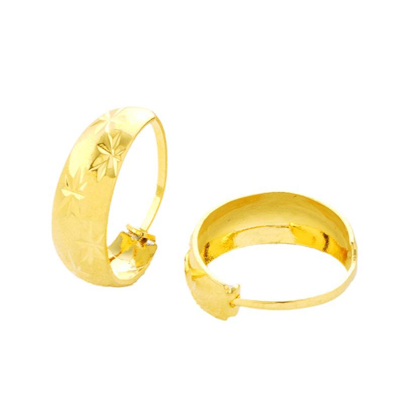 Middle-aged & Elderly Ethnic-Style Imitation Gold Hoop Earrings with Long-Lasting Color Retention - Copper Alloy Retro Design