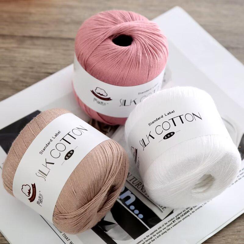 Hand-Woven Mulberry Silk Cotton Lace Yarn No. 6 for DIY Crochet & Fine Wool Projects