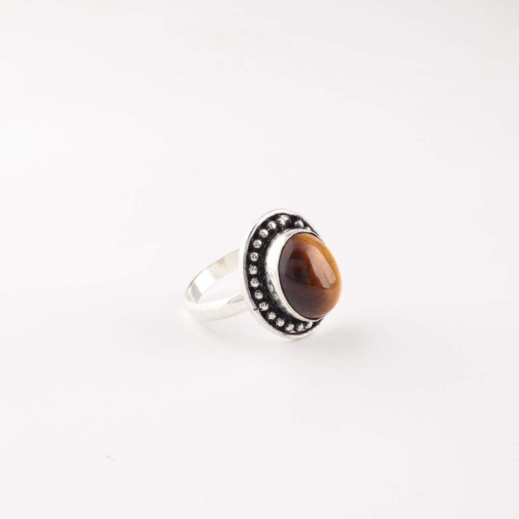 Oval Yellow Tiger Eye Gemstone 925 Sterling Silver Jewelry Healing Stone Ring RR-62-32