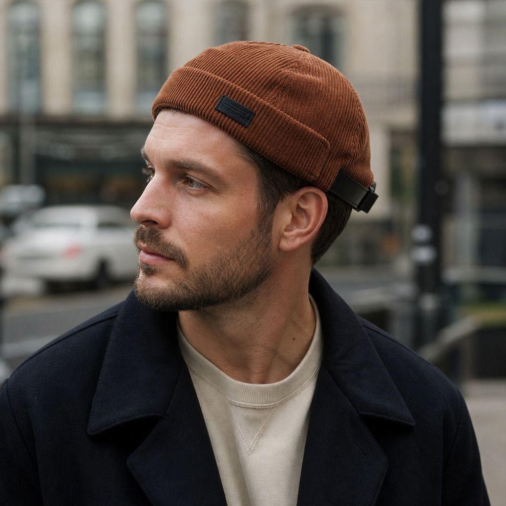 Adjustable Brimless Cap Soft Corduroy Dome Hat Casual Beanie Hat  Street Fashion Matching