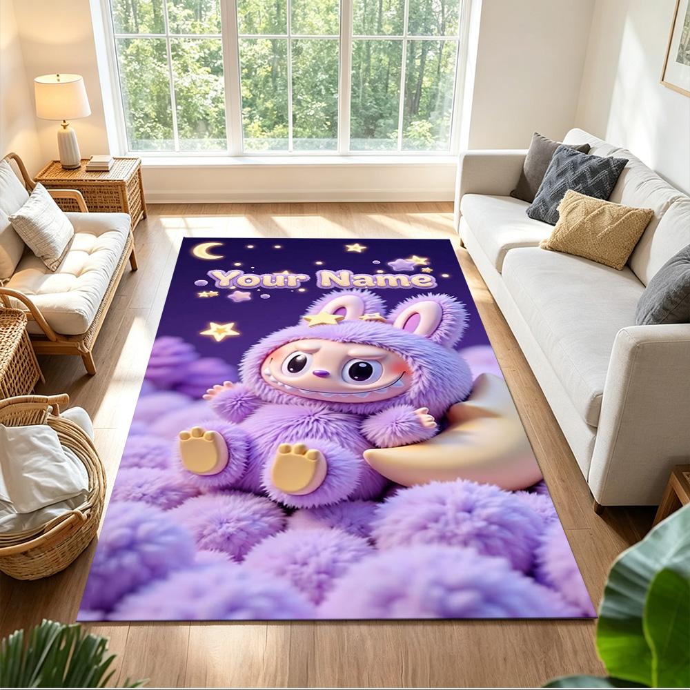 Labubu Customizable Name Area Rug Perfect for Bedrooms Foyer Outdoor Dining Room Antislip Carpet Anime Office Decor Perfect Gift for Friends & Family