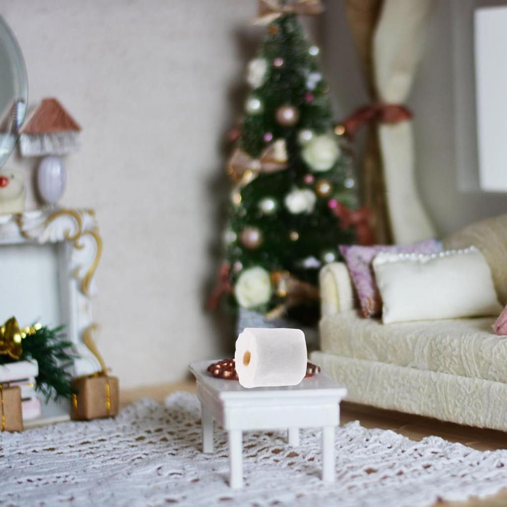 Alasum 10pcs Dollhouse Toilet Tissue Miniature Paper Towels Mini Toilet Tissue Small Simulation Roll Paper Model Bathroom Accessory,