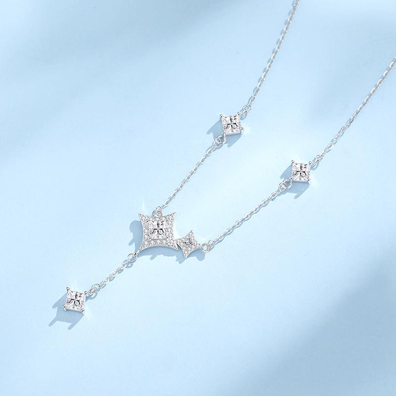 Tichiya S925 Sterling Silver Starburst Tassel Necklace - Women s Luxury Fashion Clavicle Chain 925 Silver
