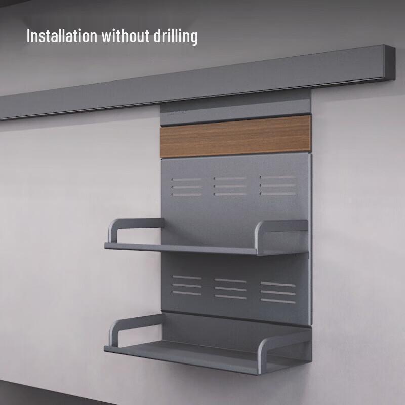 No-Drill Wall-Mounted Double-Layer Kitchen Storage Rack