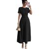 Robe décontractée slim plissée à col en V été 2025 pour femmes, style européen et américain - Nouvelle mode, tempérament