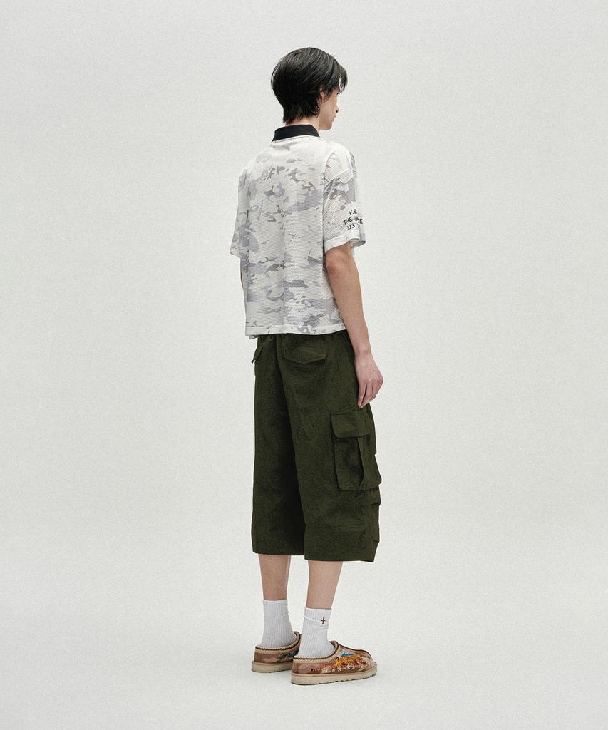 NOT4NERD Knee Tuck Parachute Cargo Bermuda Shorts - Khaki