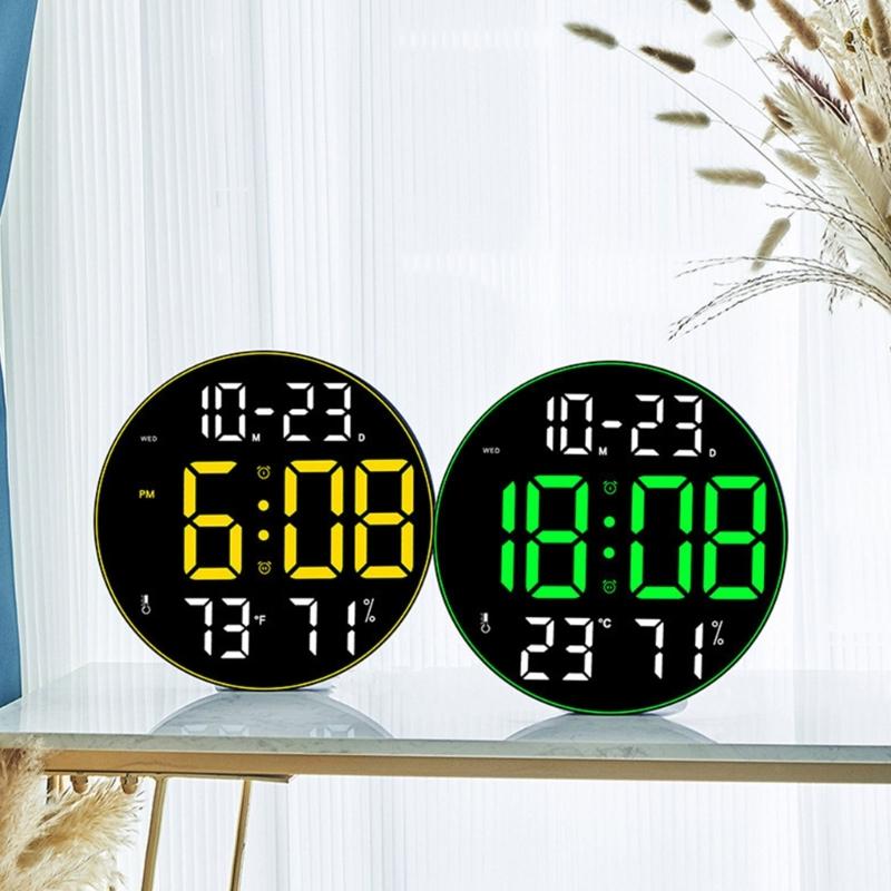 Modern Digital Wall Clock Remote Controlled 5-Level Adjustable Brightness 12inch Large Screen Wall Clock for Offices