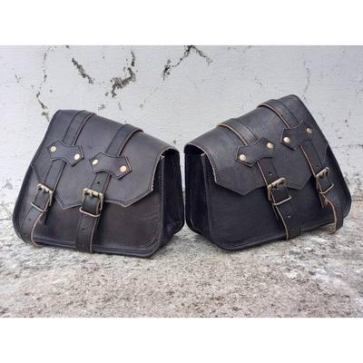 Handmade Leather Black Bag Motorcycle Saddle Bag 2 Side Luggage Bag Motorcycle Panniers Saddlebags for Bike