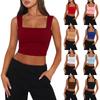 Women's Girl Open Back Short Tank Top Color Contrast Slim Top Casual Undercoat Top