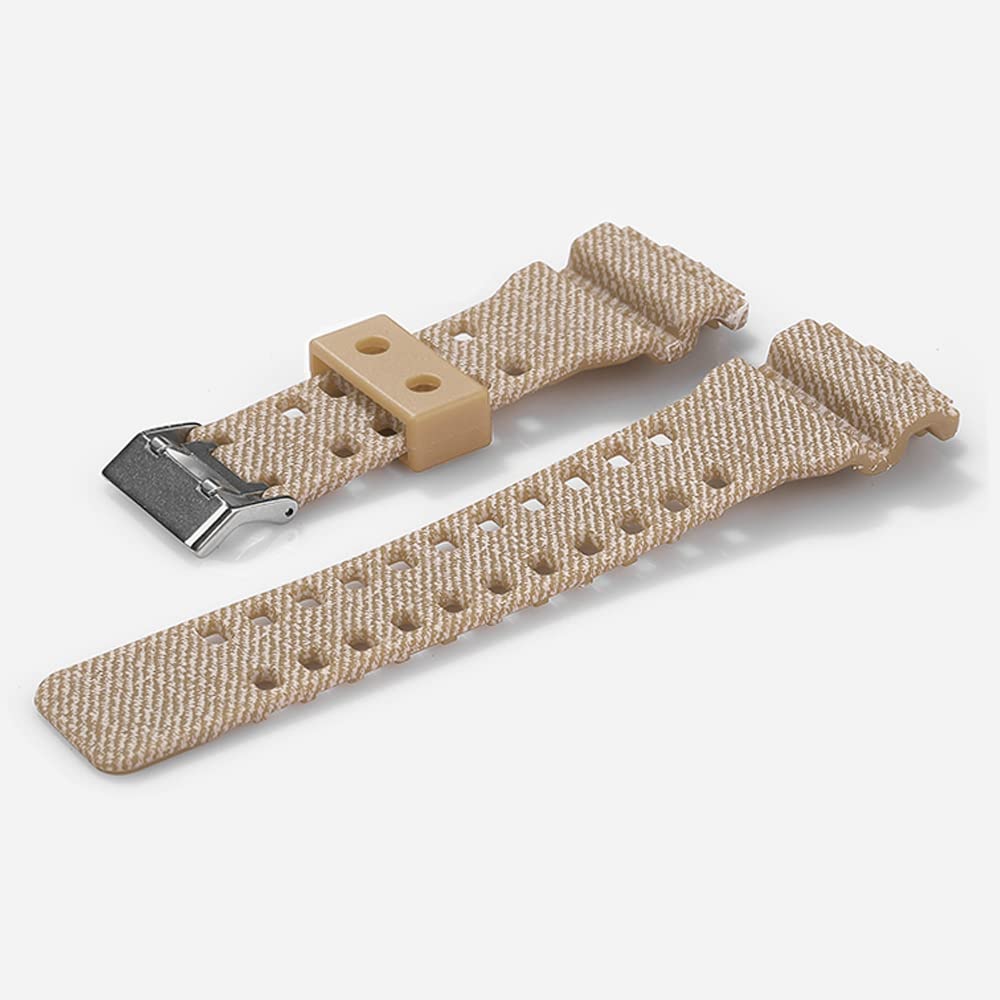 Casio Genuine Compatible 16mm Wide Striped Waterproof Watch Strap for and Band, G-8900A, GR-8900A, GW-8900A, GA-110, GA-100, GD-100, GD-110 (Khaki)