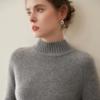 Women's Thickened Cashmere Knit Sweater: Solid Color, Loose Fit, Half-High Collar Pullover.