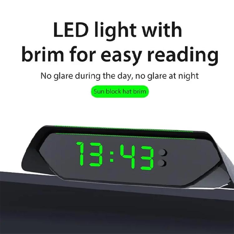 Vehicle Time & Temperature Display Noctilucence Solar Powered Dashboard Clock