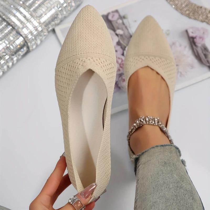 Fashion New Women Flat Shoes Pointed Toe Solid Color Knitted Slip on Ladies Shoe Casual Breathable Ballet Women Flat Shoes Loafers Women