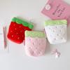 Zipper Design Plush Strawberry Keychain Lipstick Card Bag Earphone Bag  Gift Giving