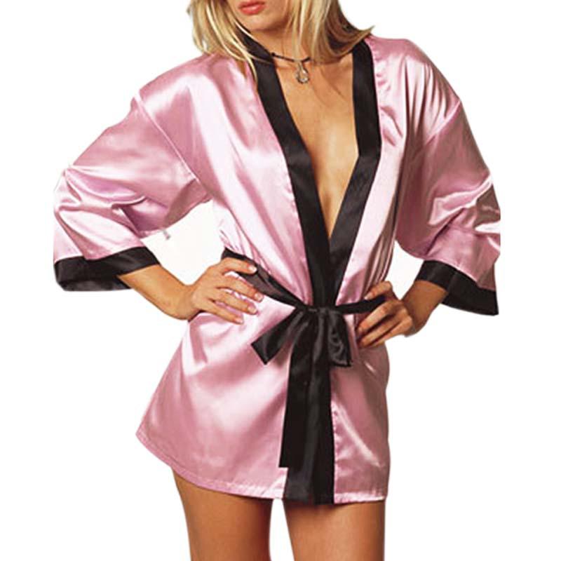 Elegant Ice Silk Women's Sexy Lingerie & Nightgown Bathrobe Set - European & American Style