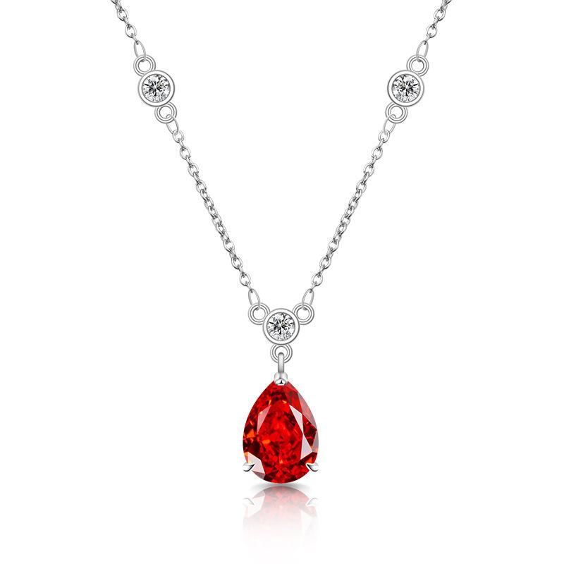925 Sterling Silver Fashion Temperament Ice Flower Cut Crystal Zircon Water Drop Pendant Necklace Birthday Anniversary Gift