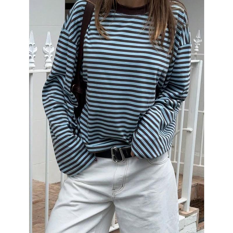IHUASU Women's Fashion Casual O-Neck Long Sleeve Blouses & Shirts