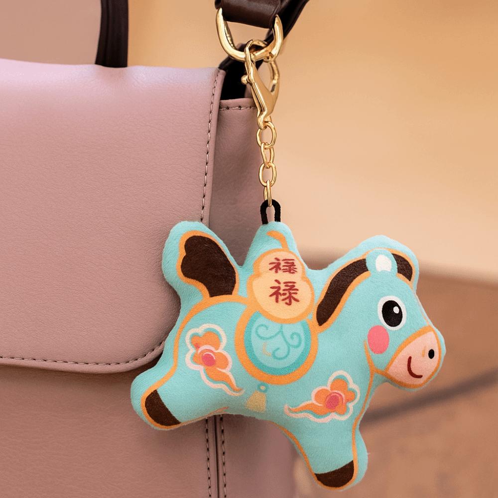 Cartoon Horse Year Key Ring Animal Pony Plush Pendant Cute Horse Plush Keychain  Zodiac Celebration