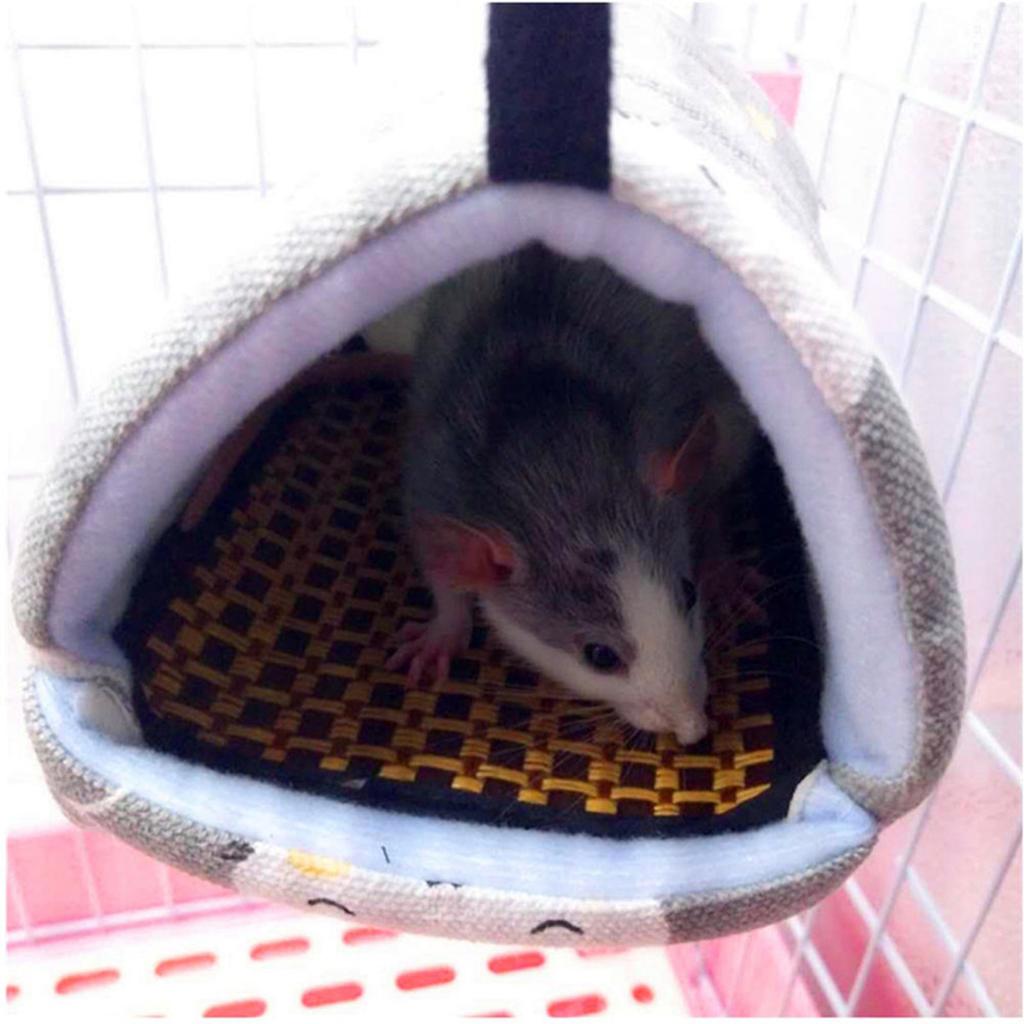 14*12cm Durable Pet Canvas Hanging Bed Hammock For Rat Hamster Squirrel Parrot(Gray Rabbit)