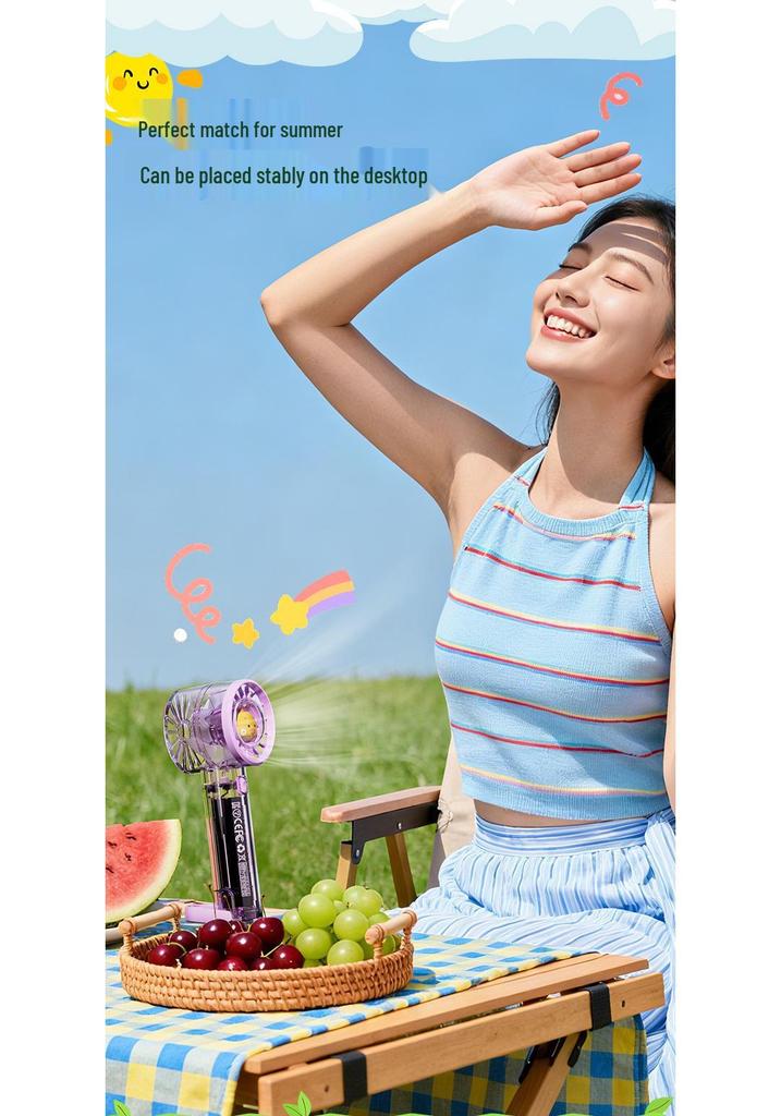 Portable Transparent Yellow Duck Fan with Silent Strong Winds & Seven-Color Lights