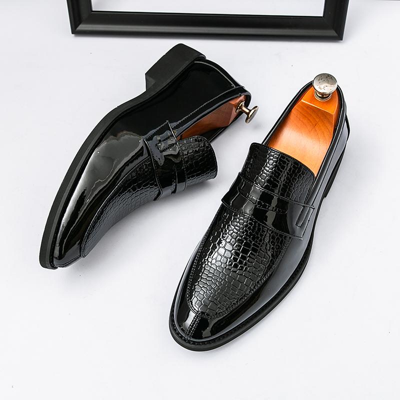 

Britain Gentleman New Designer Pointed Mix Color Wedding Brogues Shoes for Men Fashion Penny Loafter Formal Dress Footwear 38 чорний