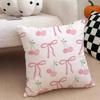 Pink Bow Cherry Pattern Pillow Case For Sofa Living Room Home Office Decor Protective Cover