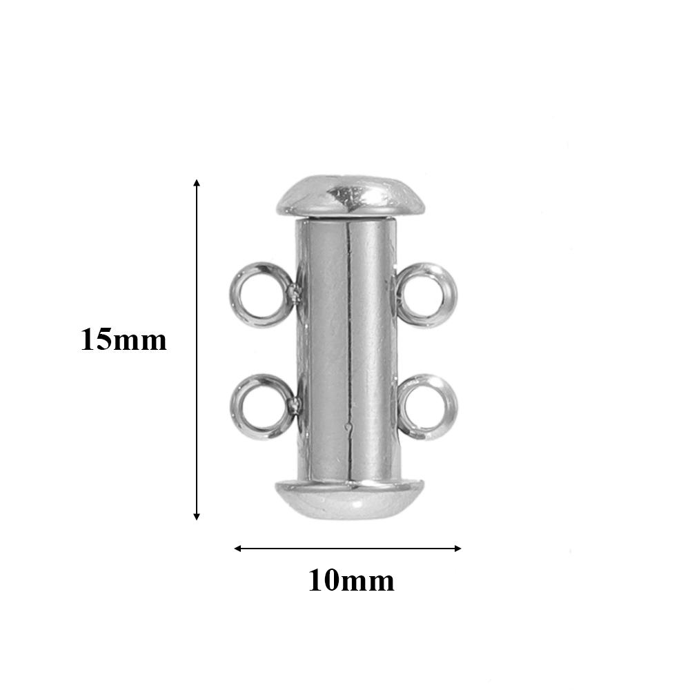 3 шт. Застежки-крючки с магнитной скользящей трубкой, 4 петли, из нержавеющей стали, для DIY, многослойных ожерелий, изготовления бижутерии, соединители для браслетов