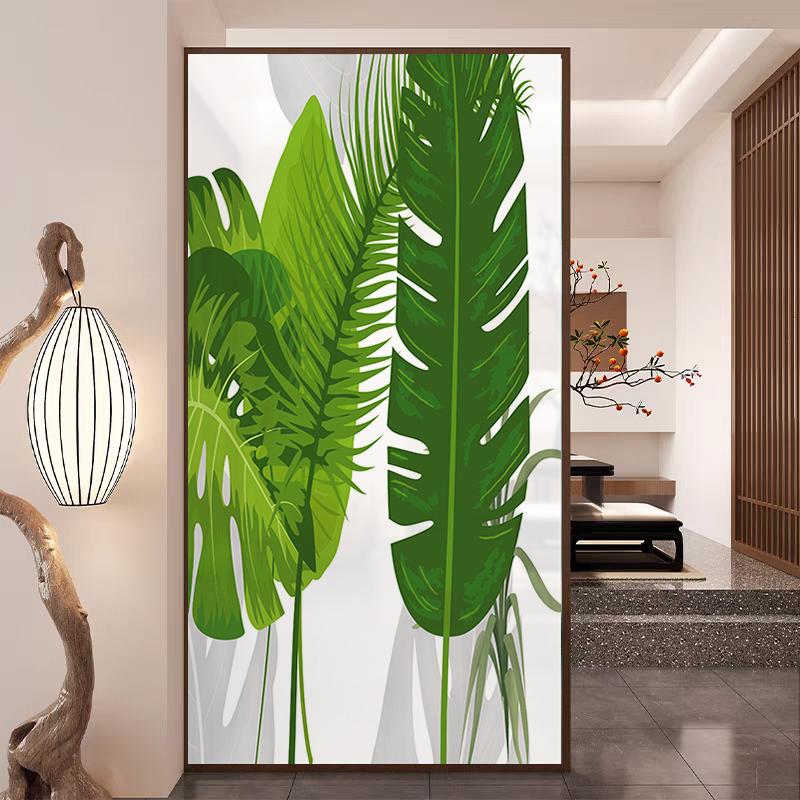 Privacy Window Film Plant Style Decorative Static Cling Window Film Stained Glass Window Sticker for Home Decor 40