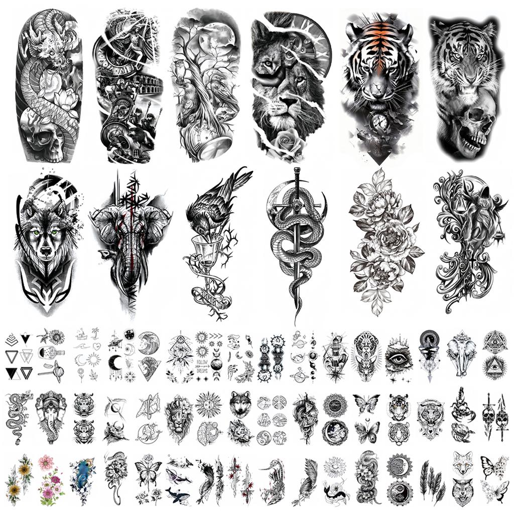 60 Sheets Temporary Tattoo Stickers, Durable Designs for Body Art, Easy To Apply and Remove, Waterproof Temporary Tattoos